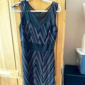 EUC EnFocus size 12, black and gold special occasion maxi dress